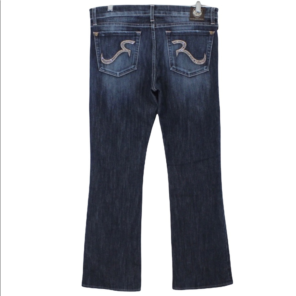 ROCK & REPUBLIC Rhinestone Womens Jeans Boot Cut Bootcut Factory Fading Size 30